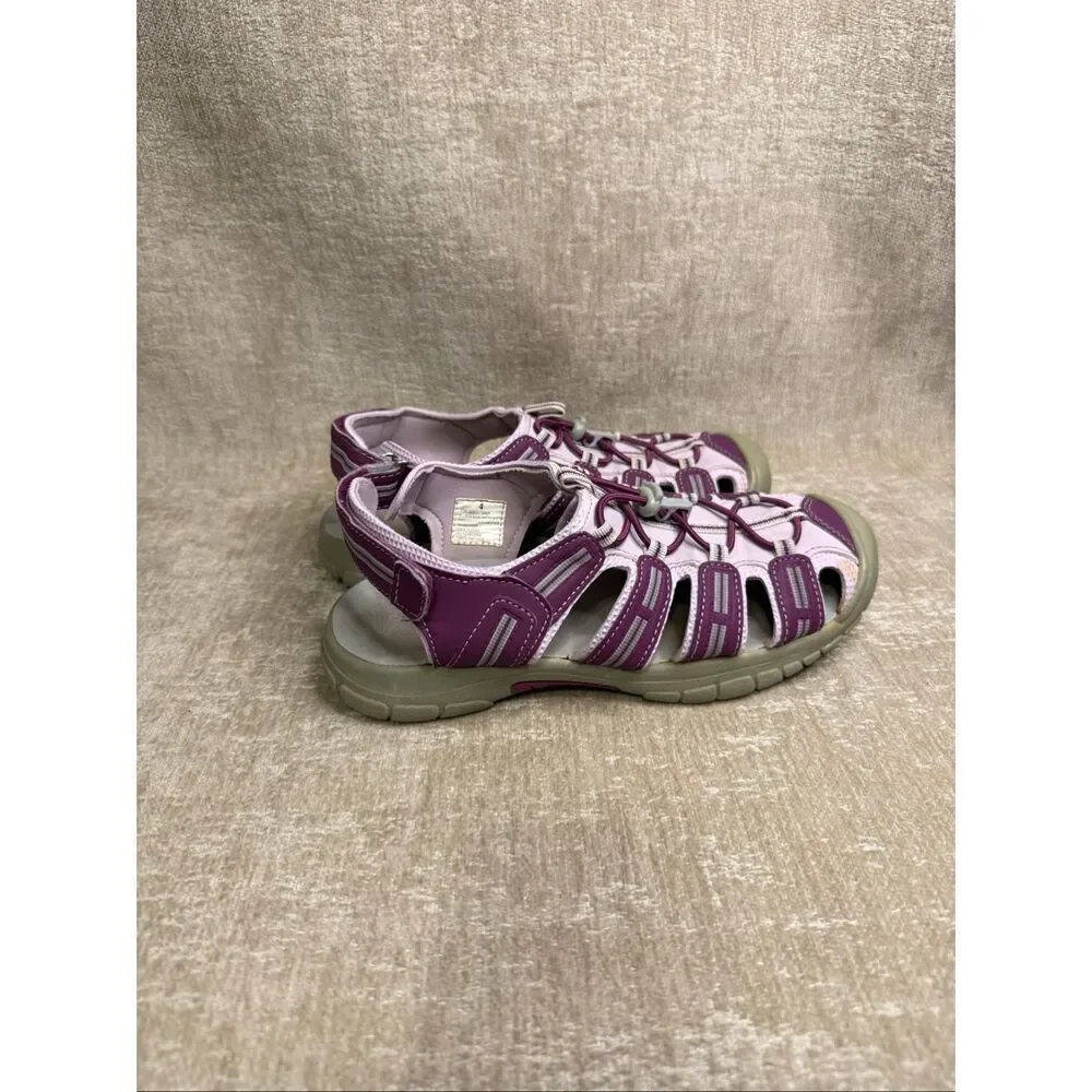 Khombu Kids' Sandy Hook & Loop Strappy Closed Toe Athletic Sandals Purple Size 4